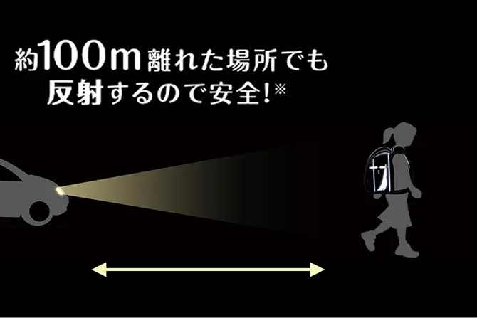 約100m離れた場所でも反射するので安全！